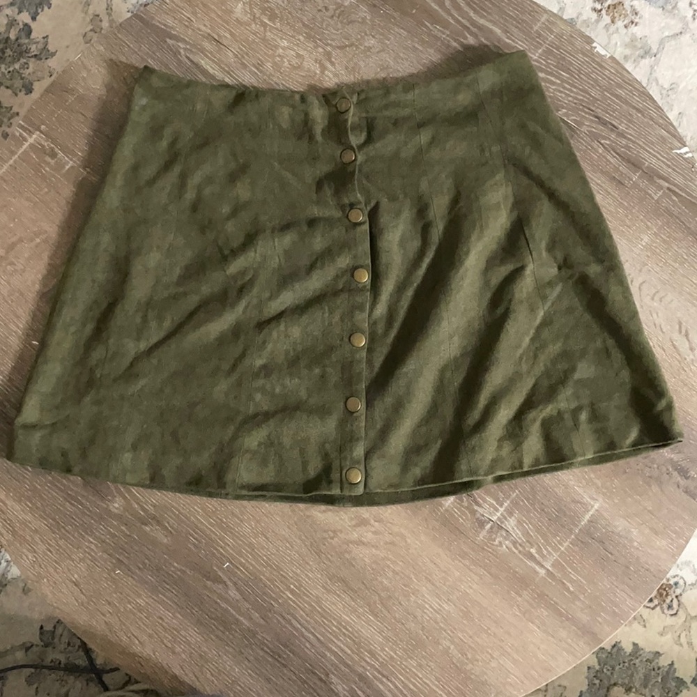 Alter’d State Green A-Line Suede Skirt